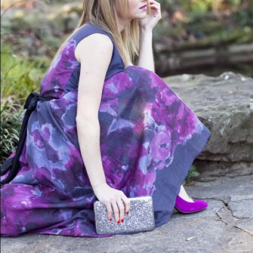 Lela Rose for target watercolor purple midi dress - Picture 3 of 12